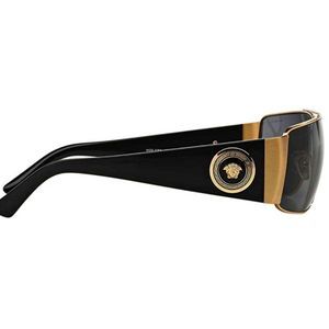 Men's Versace Polarized Black and Gold Sunglasses